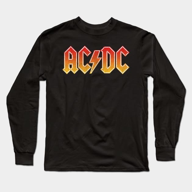 Vintage ACDC Distressed Satire Tribute Hard Rock Heavy Metal Logo Long Sleeve T-Shirt by robotbasecamp